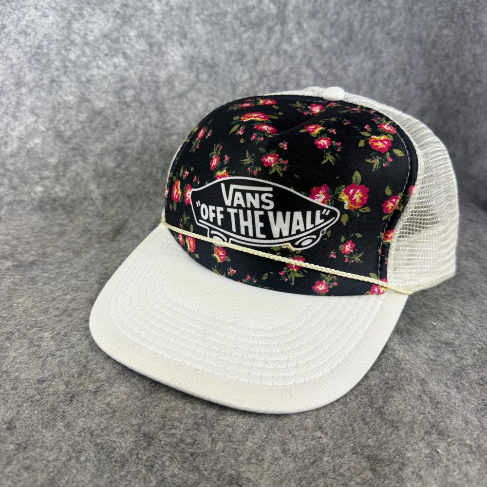 Vans Off The Wall Trucker Hat Cap Mesh Adjustable Snap Back Floral Throwback